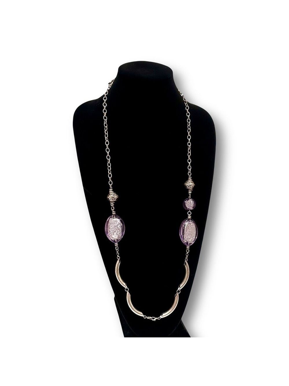 PREMIER DESIGNS Convertible Statement Necklace w Purple Faux Stones NEW - Picture 6 of 8